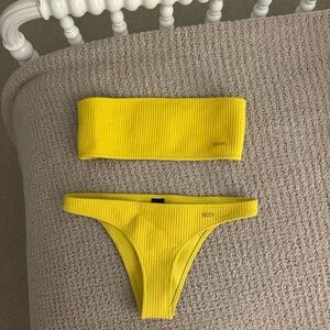 Triangl Yellow Ribbed Bikini Set